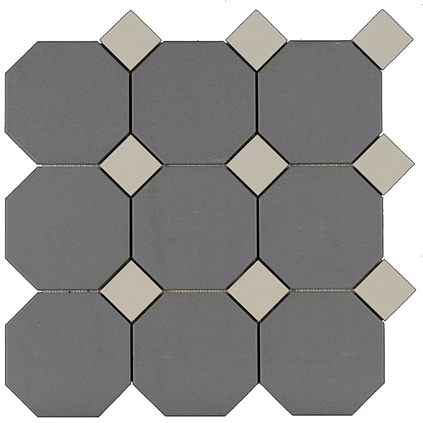 Kaakeli Tecnica Ottagono Nickel Alluminio MOHS 7 R10 B V1 * EN 14411 Bla UGL 10x10 + 3,5x3,5   7 mm