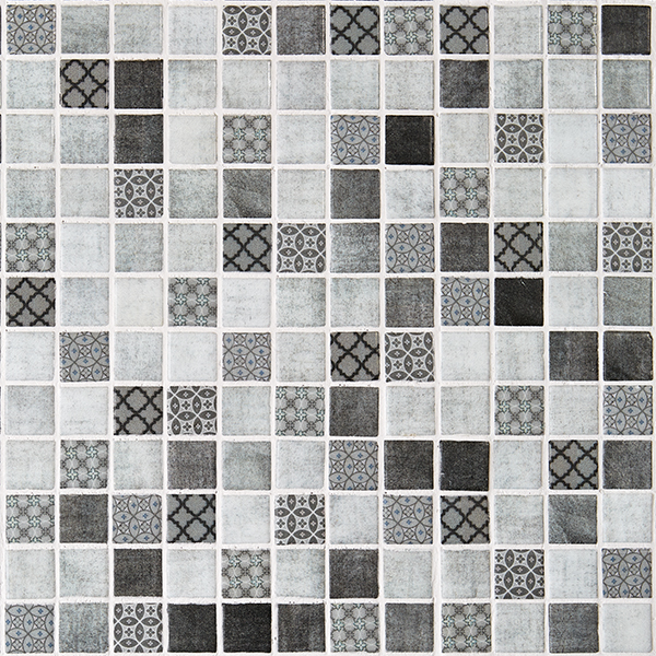 Kaakeli Graphic Riviere Gris Decor (2,5x2,5) EN 14411 Bla GL 31,6x31,6   4 mm