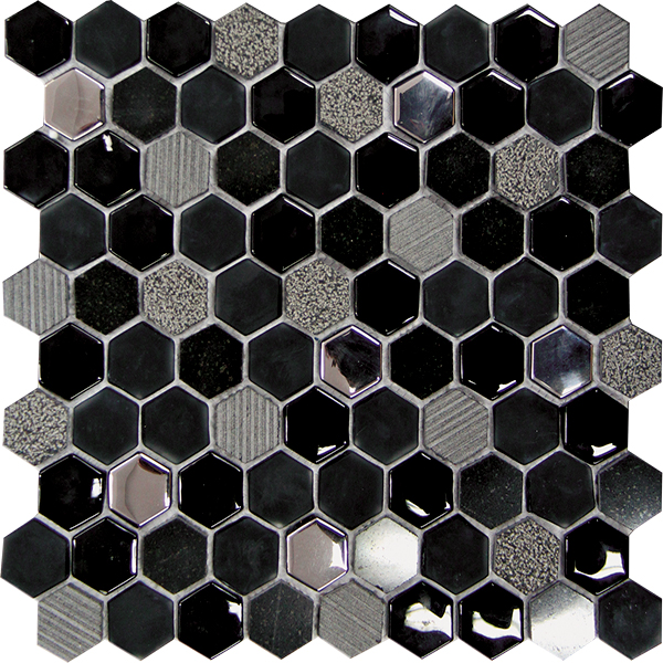 Kaakeli Hexa Mosa Black (3x3) 30,2x30,5   8 mm