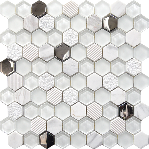 Kaakeli Hexa Mosa White (3x3) 30,2x30,5   8 mm