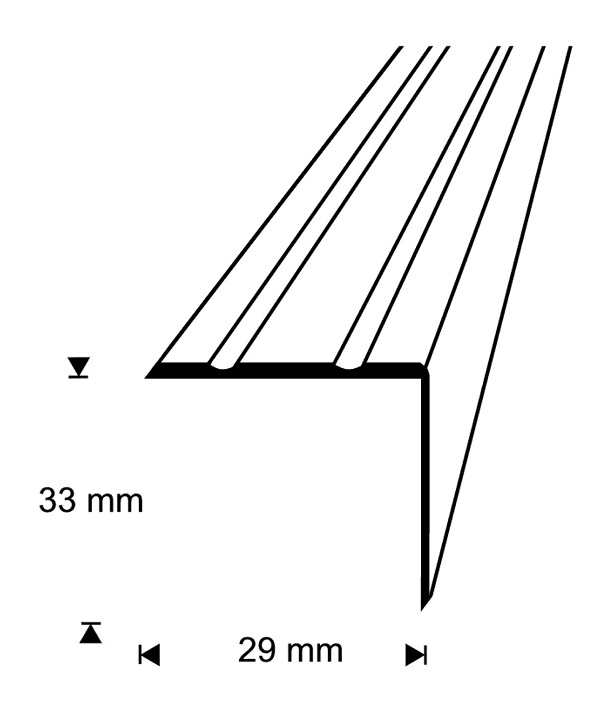 Askelkulma 29 x 33 mm musta tarrakiinnitys 200 cm