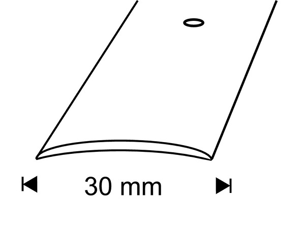 Saumalista 30 mm hopea ruuvikiinnitys A2 HE 180 200 cm