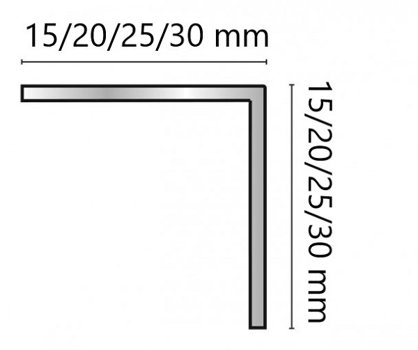 Kulmalista 20 x 20 mm valkoinen RAL9003 L3 W3 250 cm