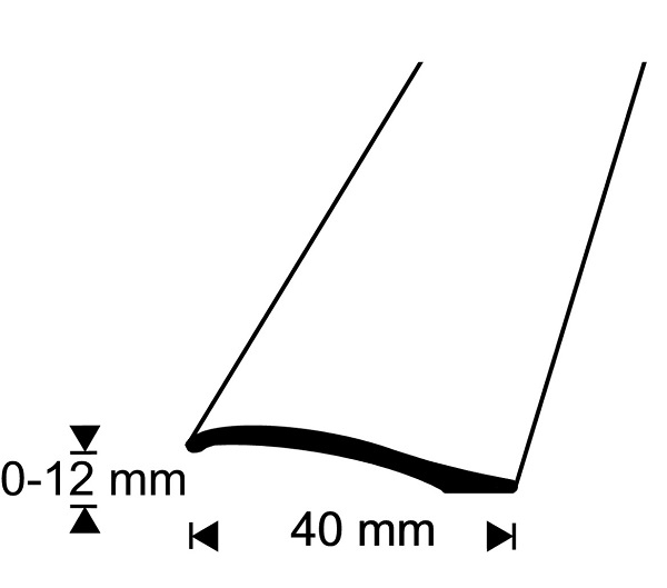 Eritasolista 40 mm/0-12 mm tammi tarrakiinnitys B3 TA 270 279 cm