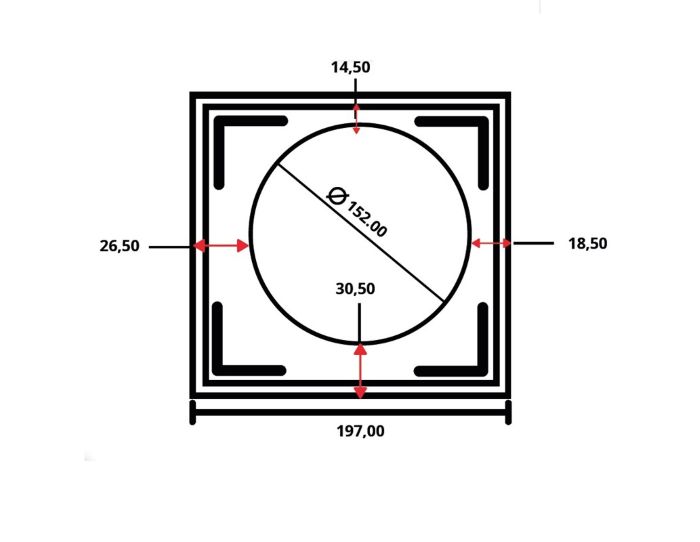 RST Raksa Epäkeskokehys  197x197x4