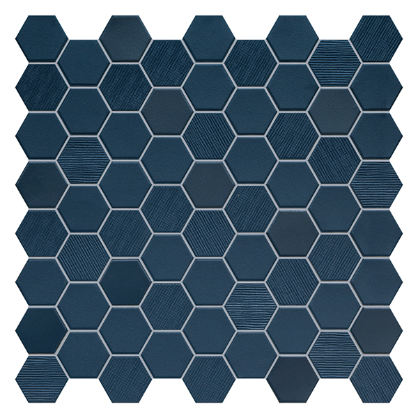 Kaakeli Hexa Mosaic Deep Navy Mix MOHS 7 R10 B V2 (4,3x3,8) * EN 14411 Bla UGL 31,6x31,6   4 mm