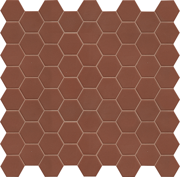Kaakeli Hexa Mosaic Rusty Red Matt MOHS 8 R10 B V1 (4,3x3,8) * EN 14411 Bla UGL 31,6x31,6   4 mm