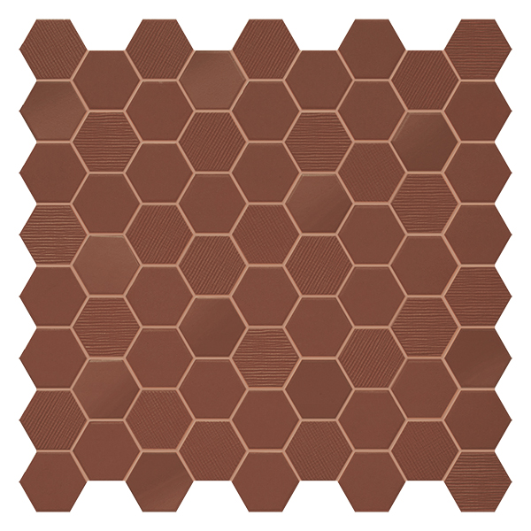 Kaakeli Hexa Mosaic Rusty Red Mix MOHS 7 R10 B V2 (4,3x3,8) * EN 14411 Bla UGL 31,6x31,6   4 mm