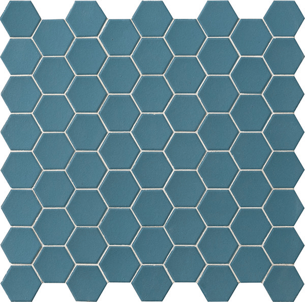 Kaakeli Hexa Mosaic Cadet Blue Matt MOHS 8 R10 B V1 (4,3x3,8) * EN 14411 Bla UGL 31,6x31,6   4 mm
